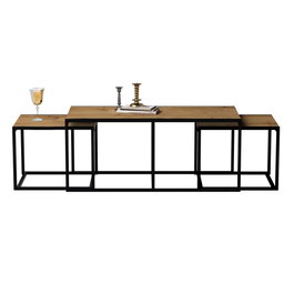 Hanah Home Mesa de Centro Extensible Gigante Roble y Negro Metal 120x50x60cm con Almacenamiento 18mm